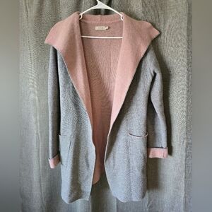 A.IDA Sweater Womens Small Cardigan Gray Pink Wool Made In Italy Boho Chic